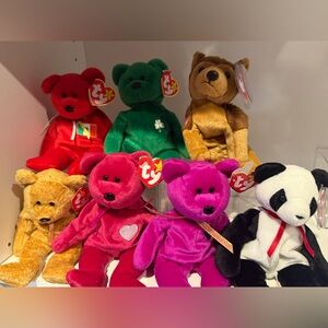 Ty Beanie Babies - Fortune, Millenium, Valentina, Cashew, Erin, Osito, Courage
